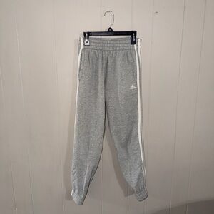 Adidas Kids Light Gray Joggers with White Stripes